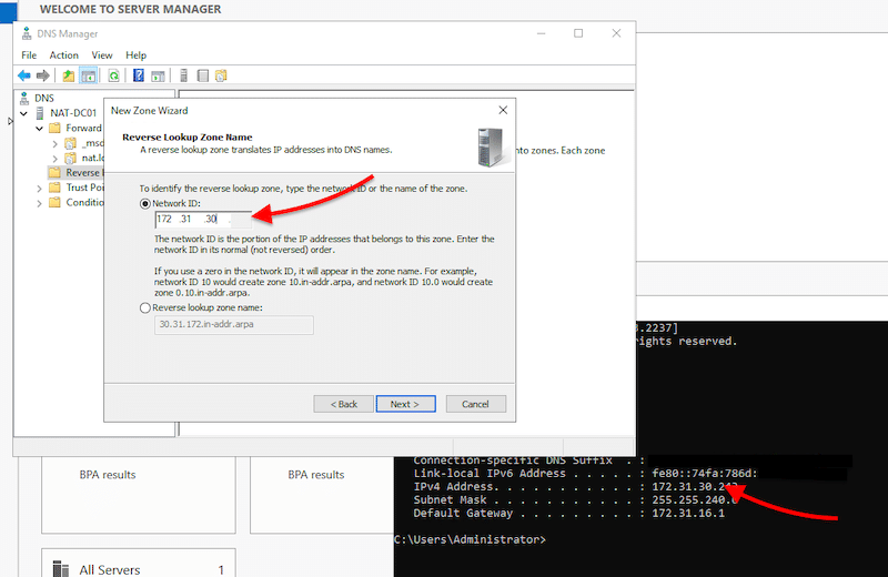 Welcome to Server Manager / Network ID