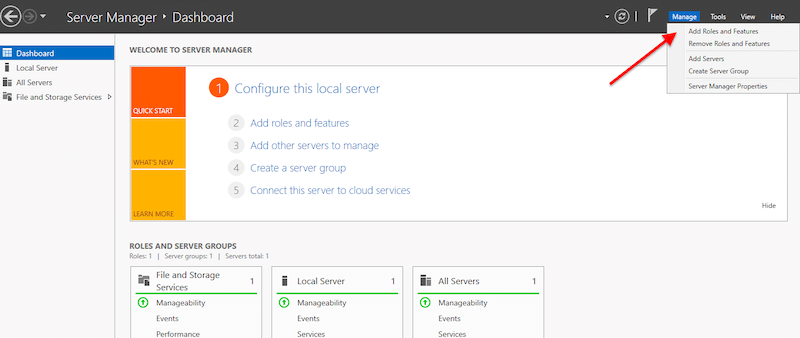 Server Manager Dashboard