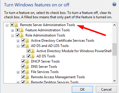 Turn Windows features on or off