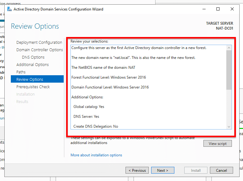 Review Options