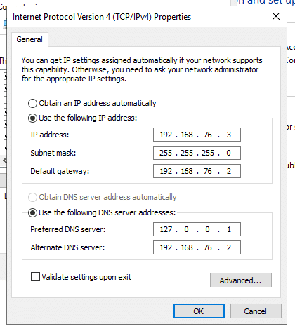 Internet Protocol Version 4 (TCP/IPv4) Properties / Use the following address automatically