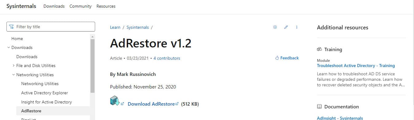 Microsoft AdRestore