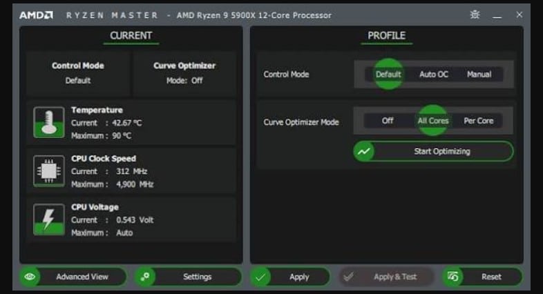 AMD Ryzen master temp