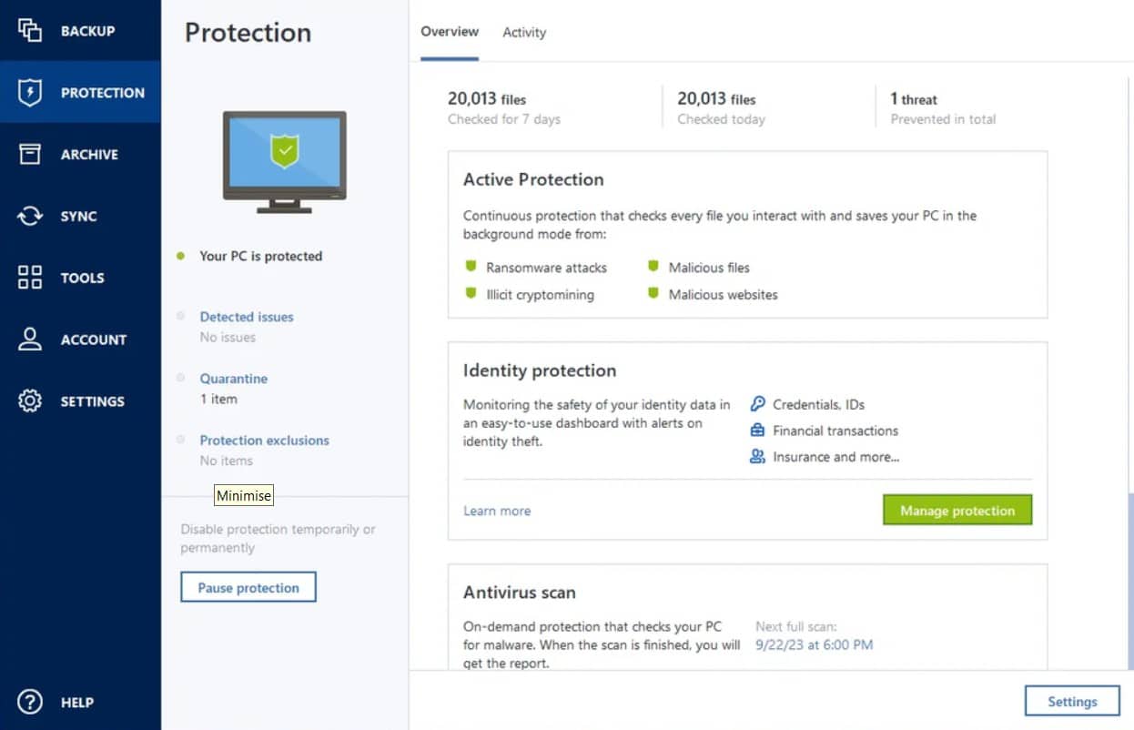 Acronis Cyberprotect backup disk imaging