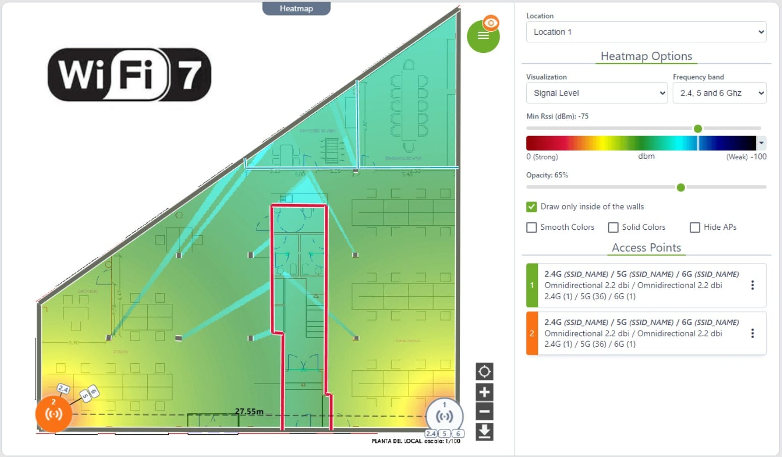 Acrylic wifi heatmap setup