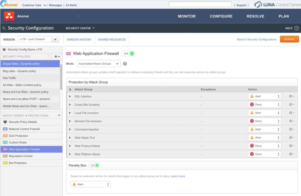 Akamai Security Center Web Application Firewall