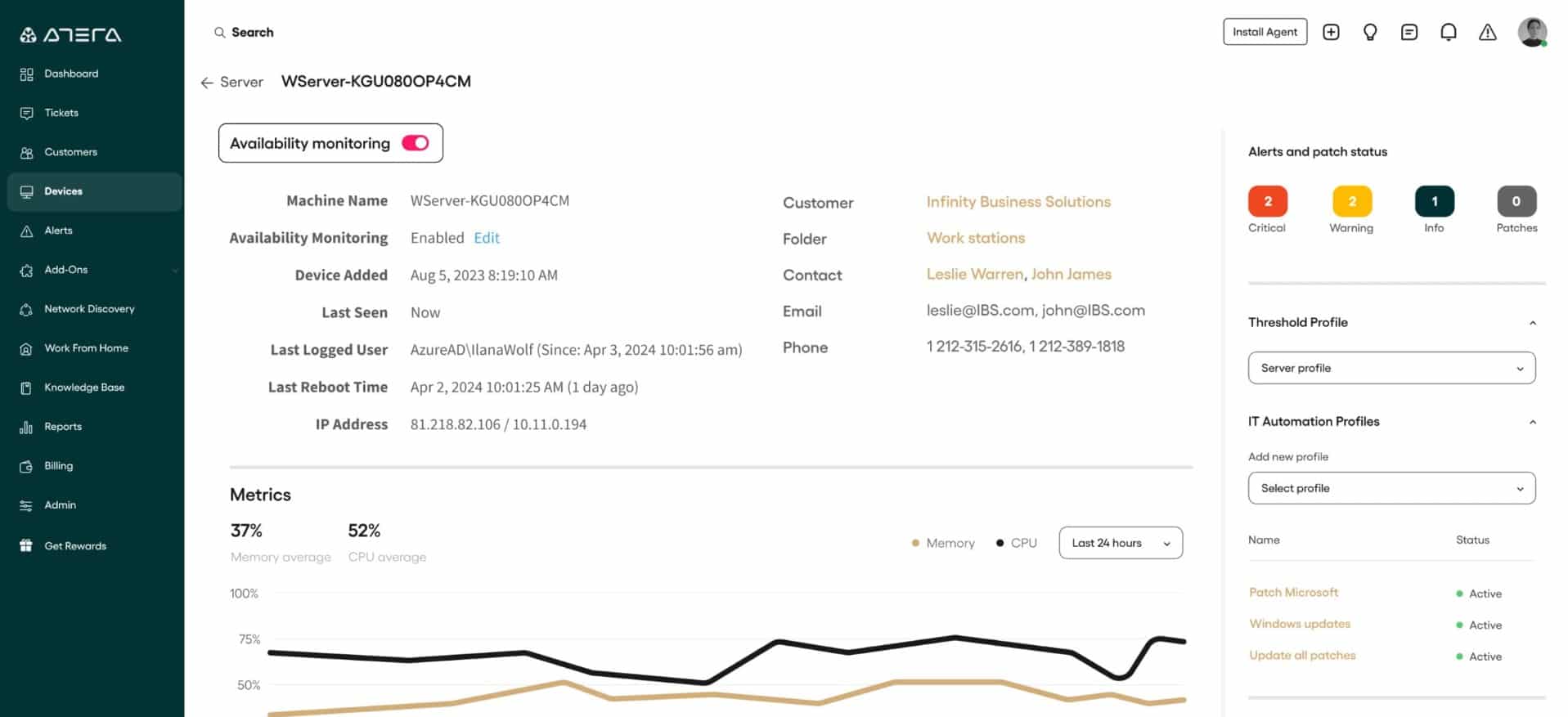 Atera Server monitoring