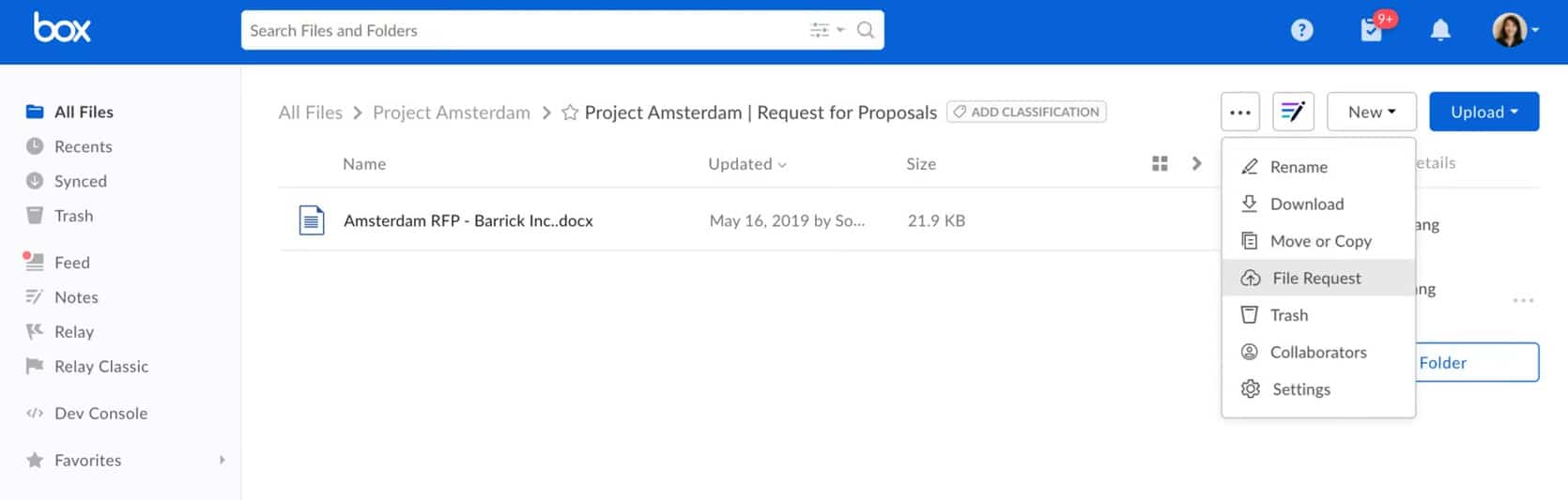 Box file request