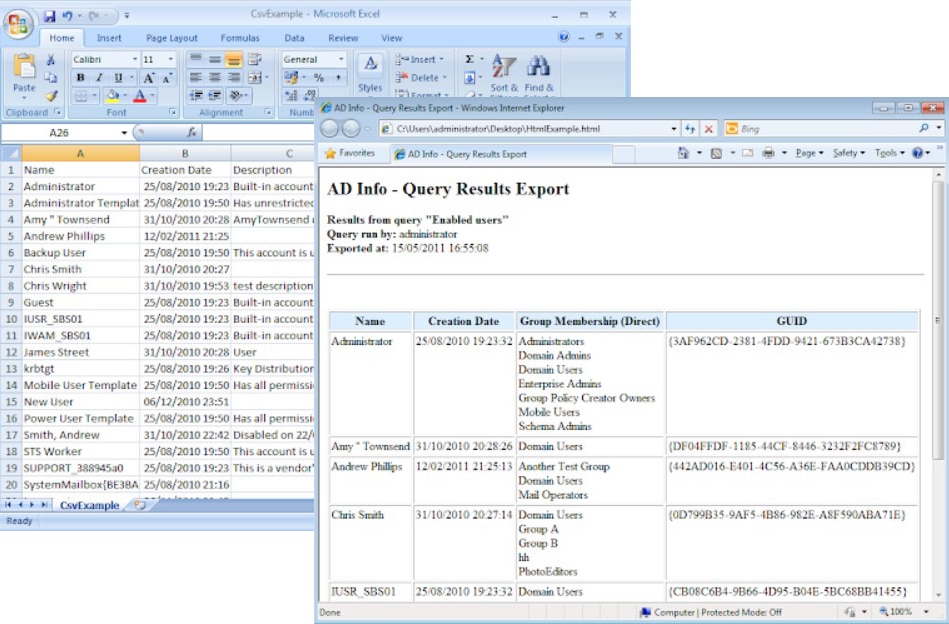 CJWDEV Ad Info Active Directory Screens