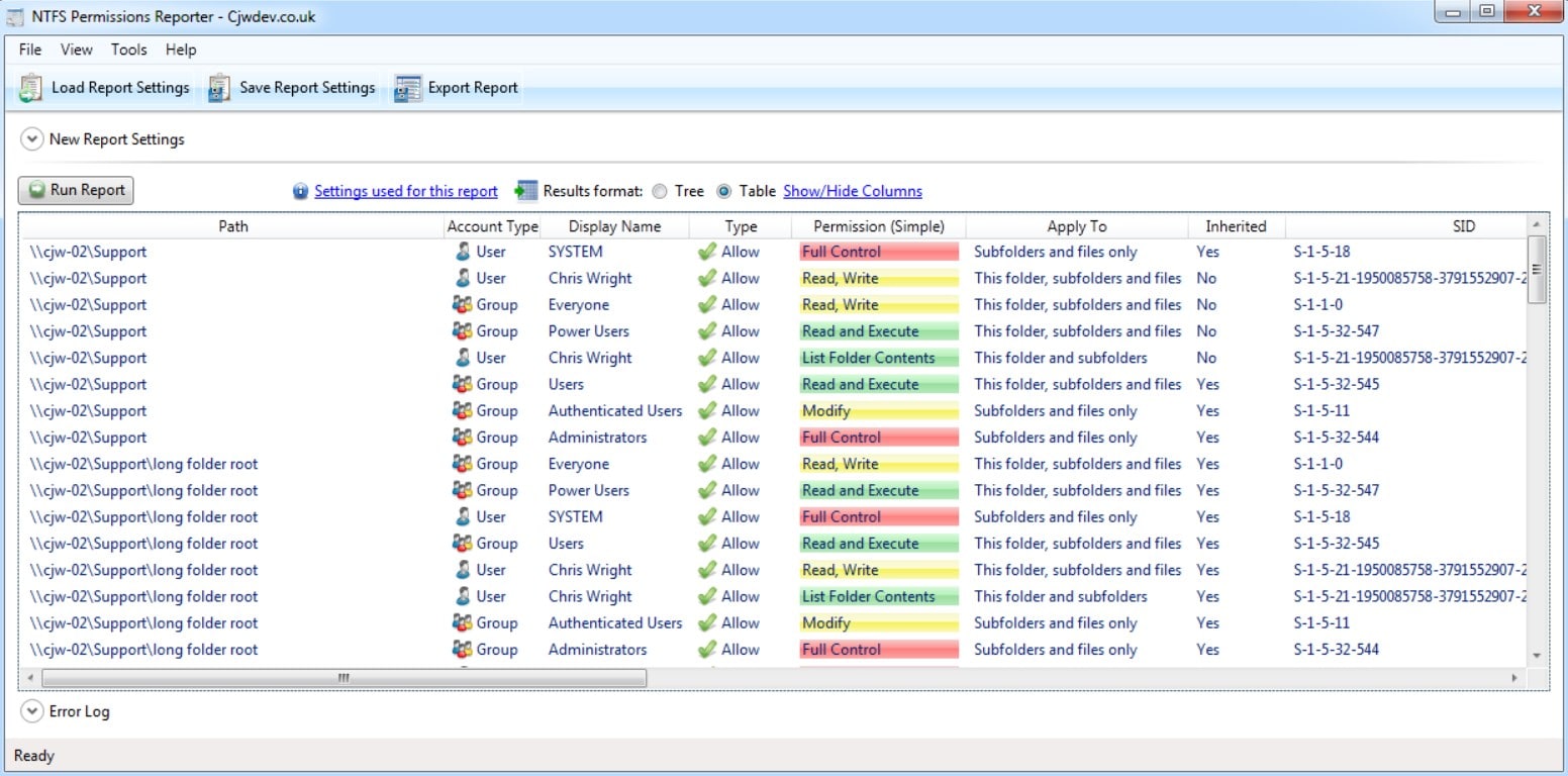 CJWDev NTFS Reports