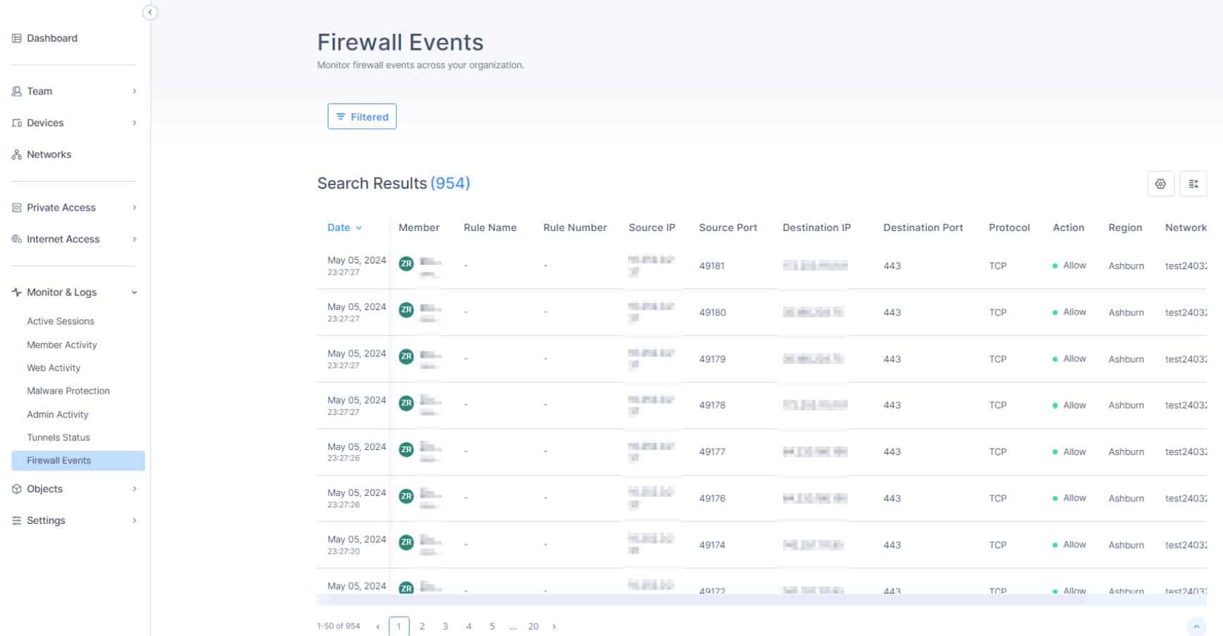 Checkpoint SASE Firewall Events
