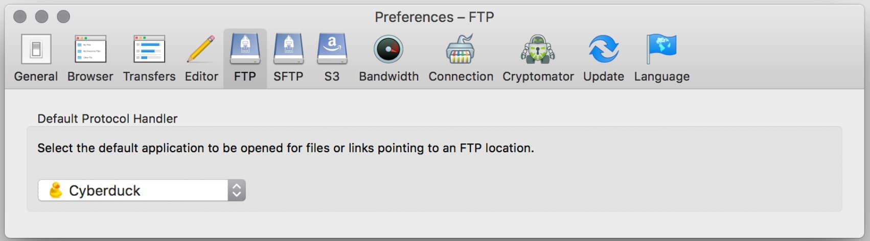 Cyberduck ftp connection