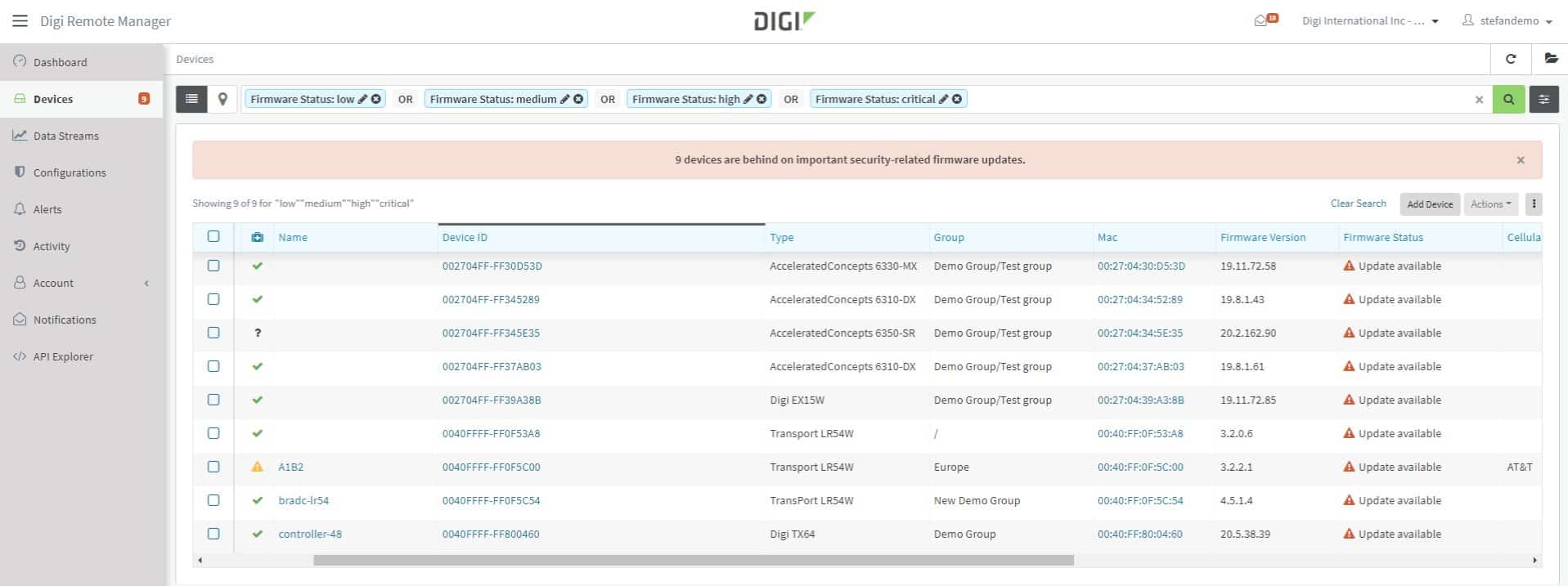 Digi Remote Manager lot management