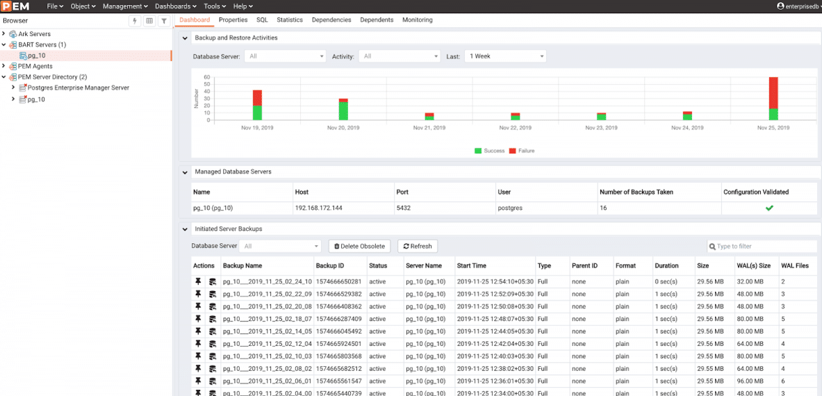 EDB Backup and Recovery software BART