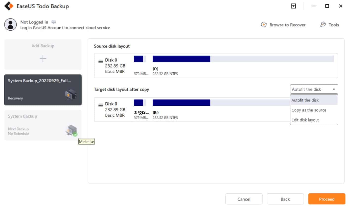 EaseUS To Do Backup disk imaging