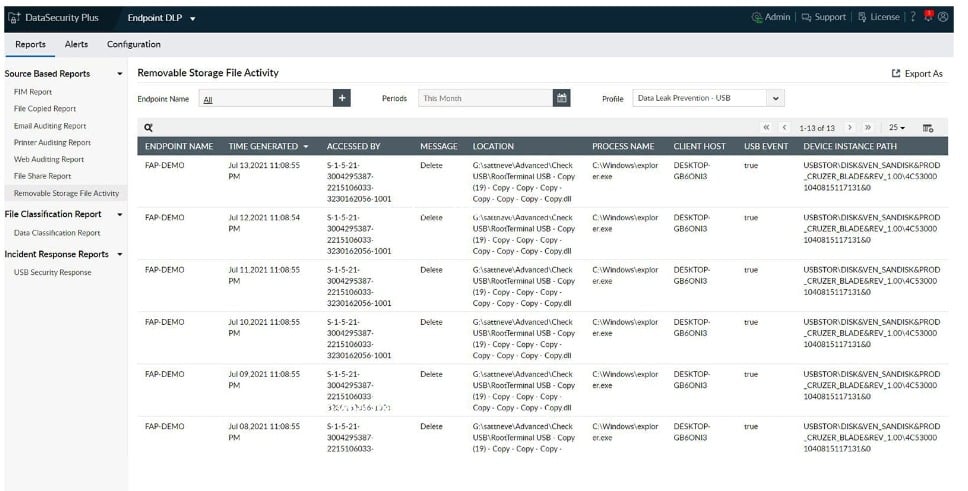 Endpoint DLP screenshot