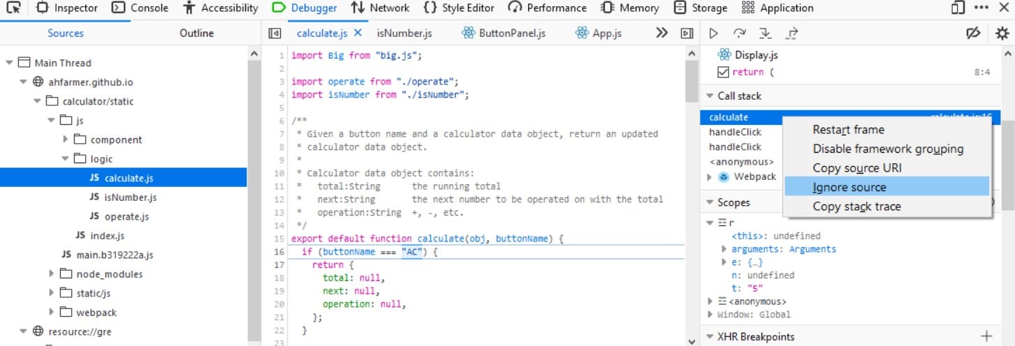Firefox JS Debugger