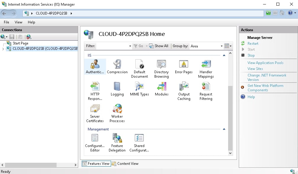 IIS Dashboard