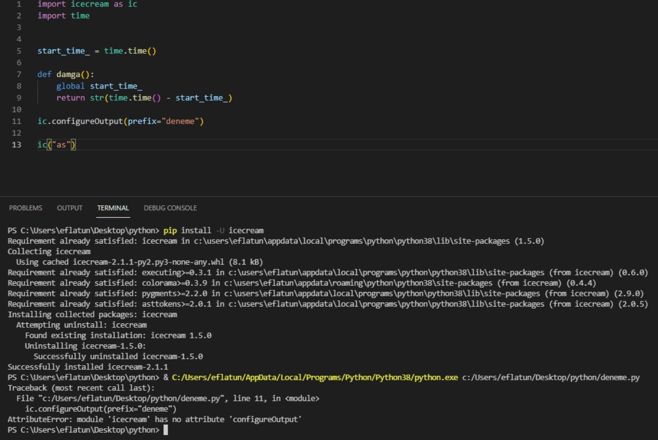 Icecream python debug