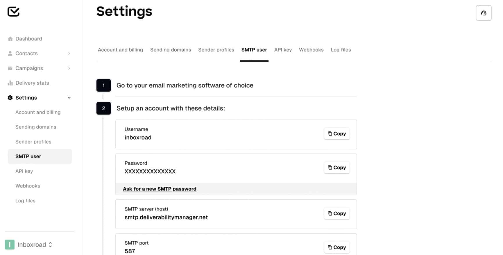 Inboxroad SMTP