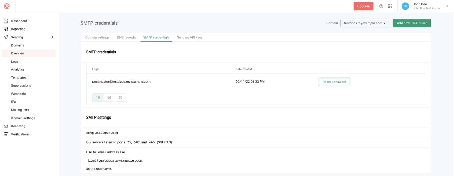 Mailgun SMTP