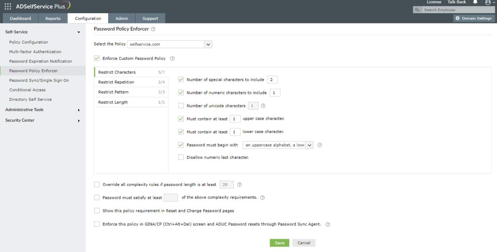 ManageEngine ADSelfService Plus password management