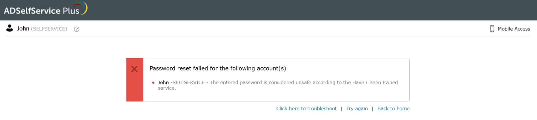 ManageEngine AdSelfService Plus password breached