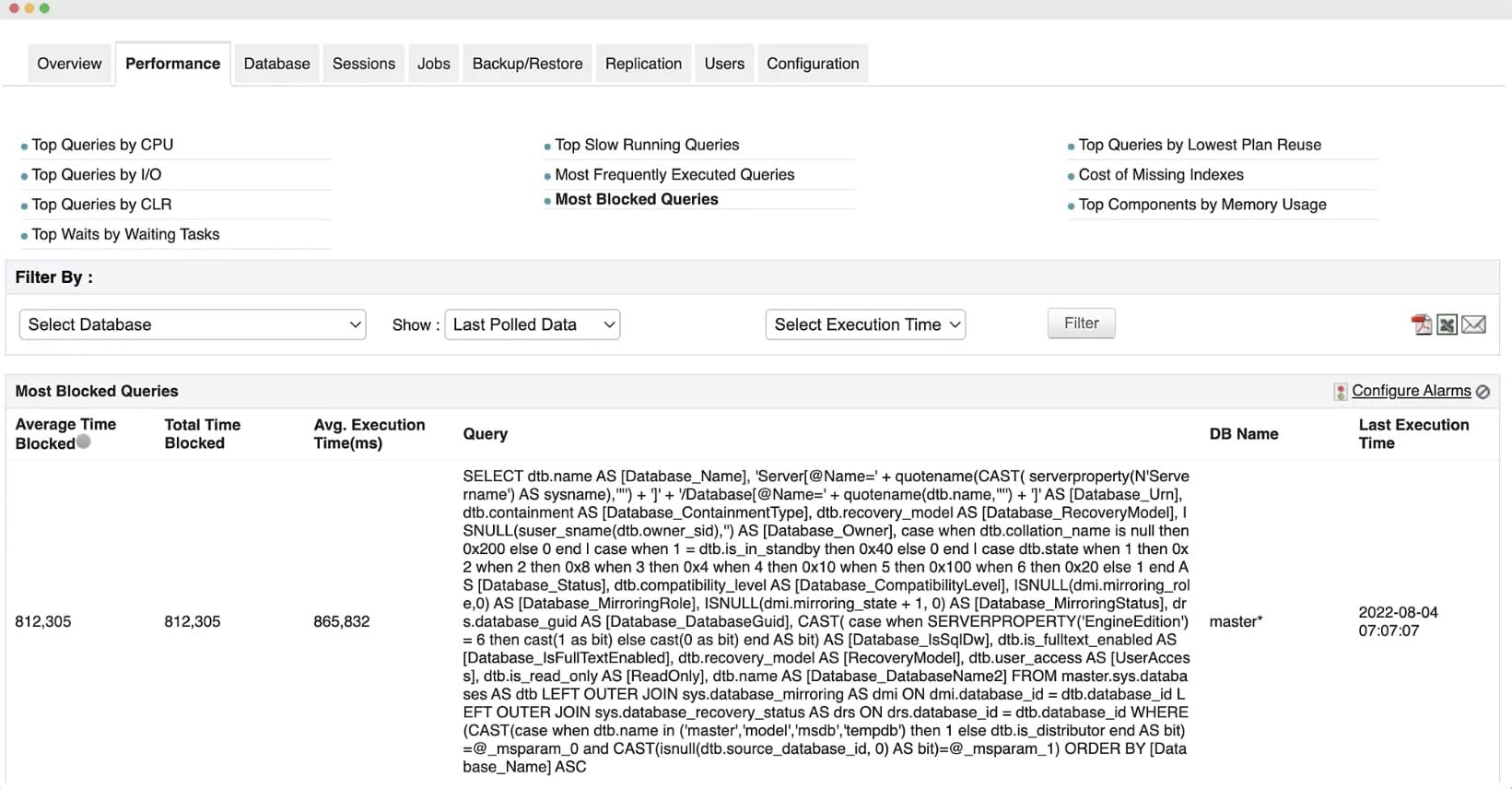 ManageEngine Applications Manager SQL Performance