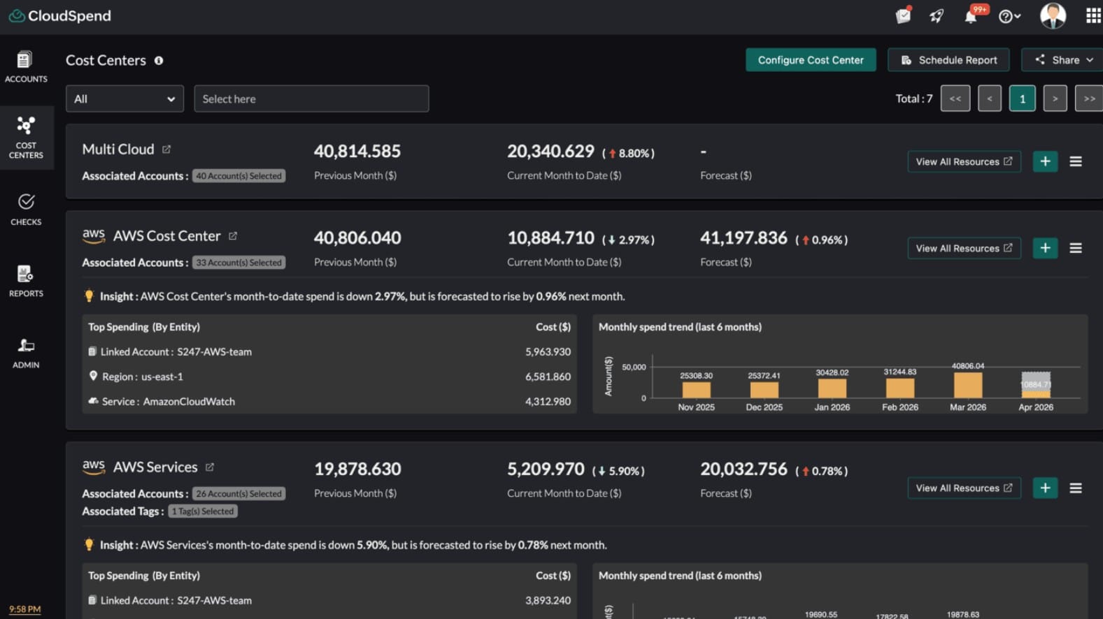 ManageEngine Cloudspend azure cost management