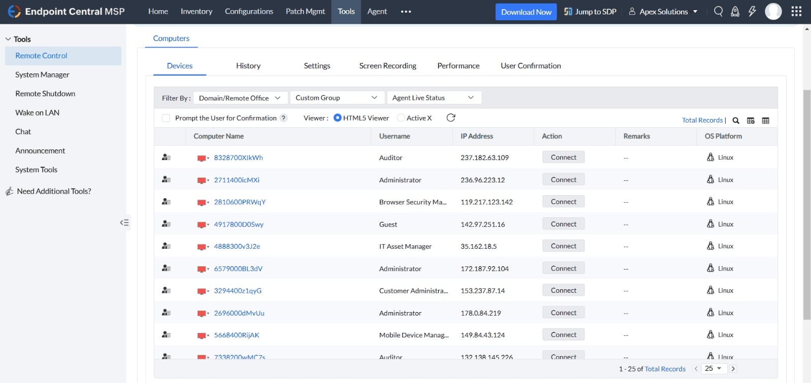ManageEngine Endpoint Central remote desktop