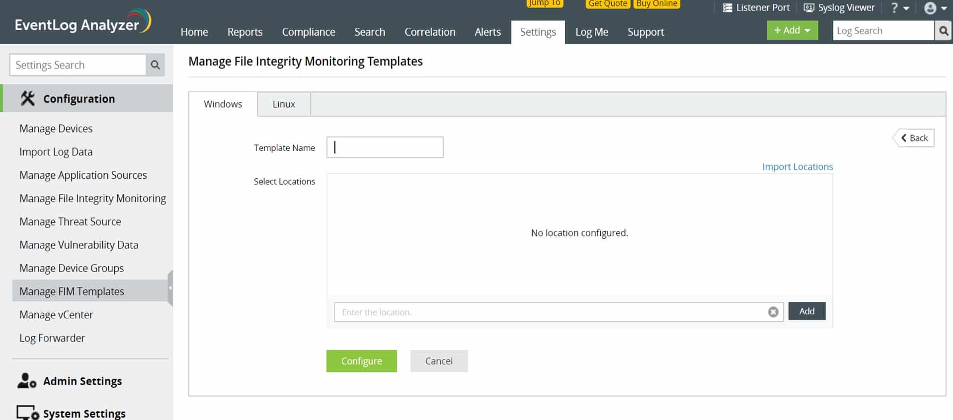 ManageEngine EventLog Analyzer File Integrity