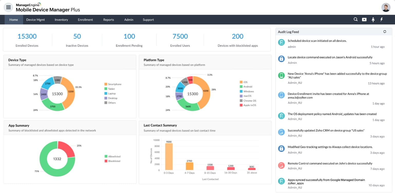 ManageEngine Mobile Device Manager Plus