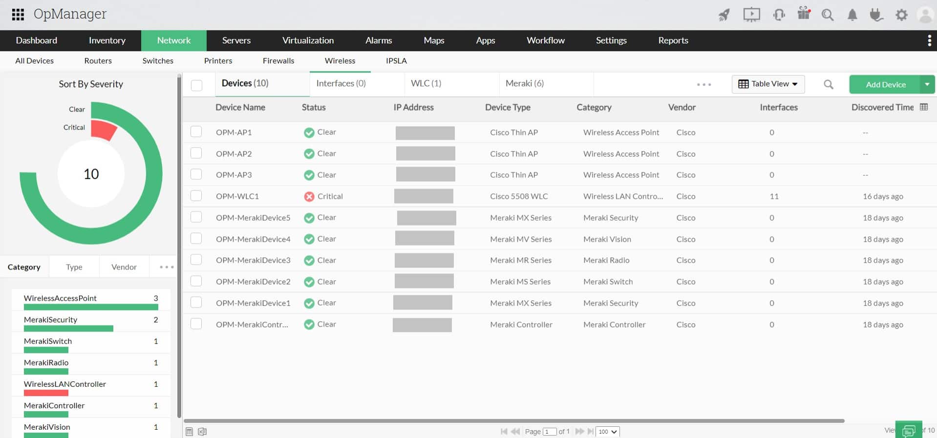 ManageEngine OpManager wifi analyzer