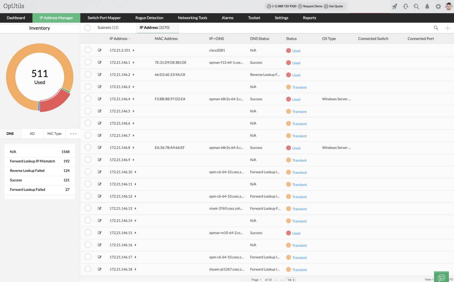 ManageEngine OpUtils IPAM