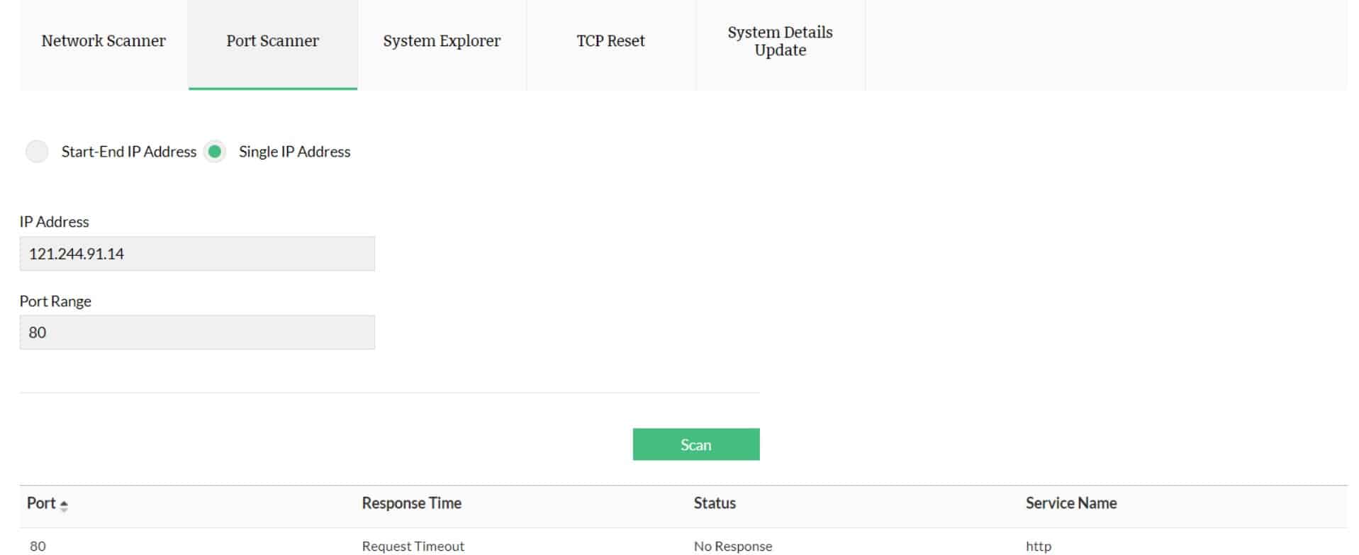 ManageEngine OpUtils Port Scanner