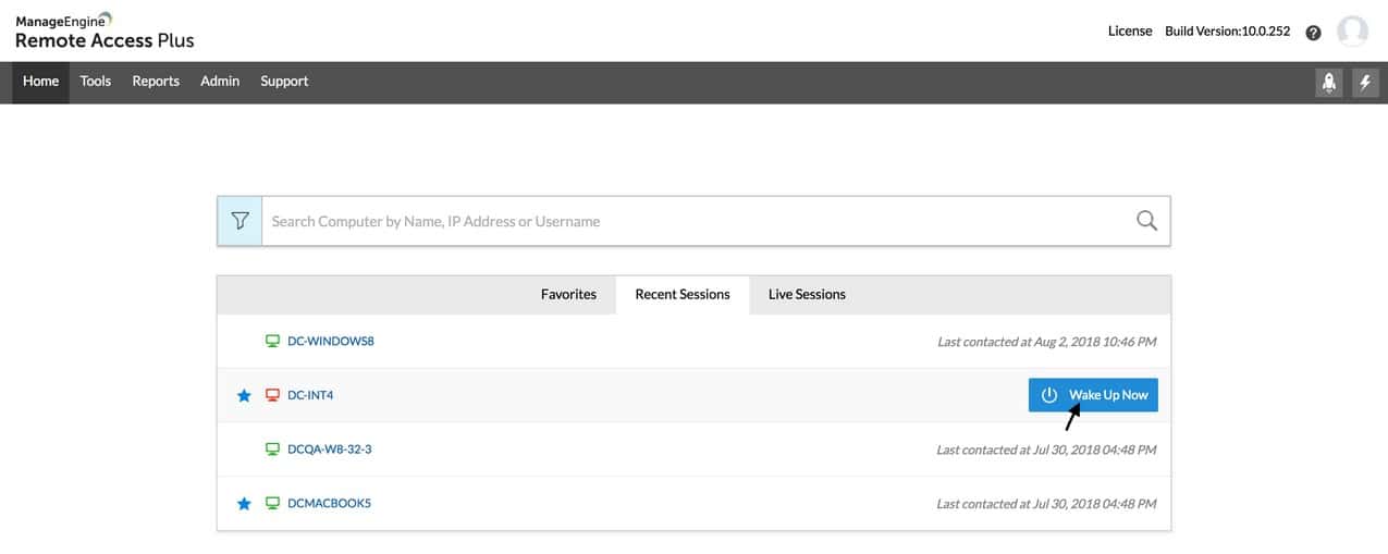 ManageEngine Remote Access Plus Home