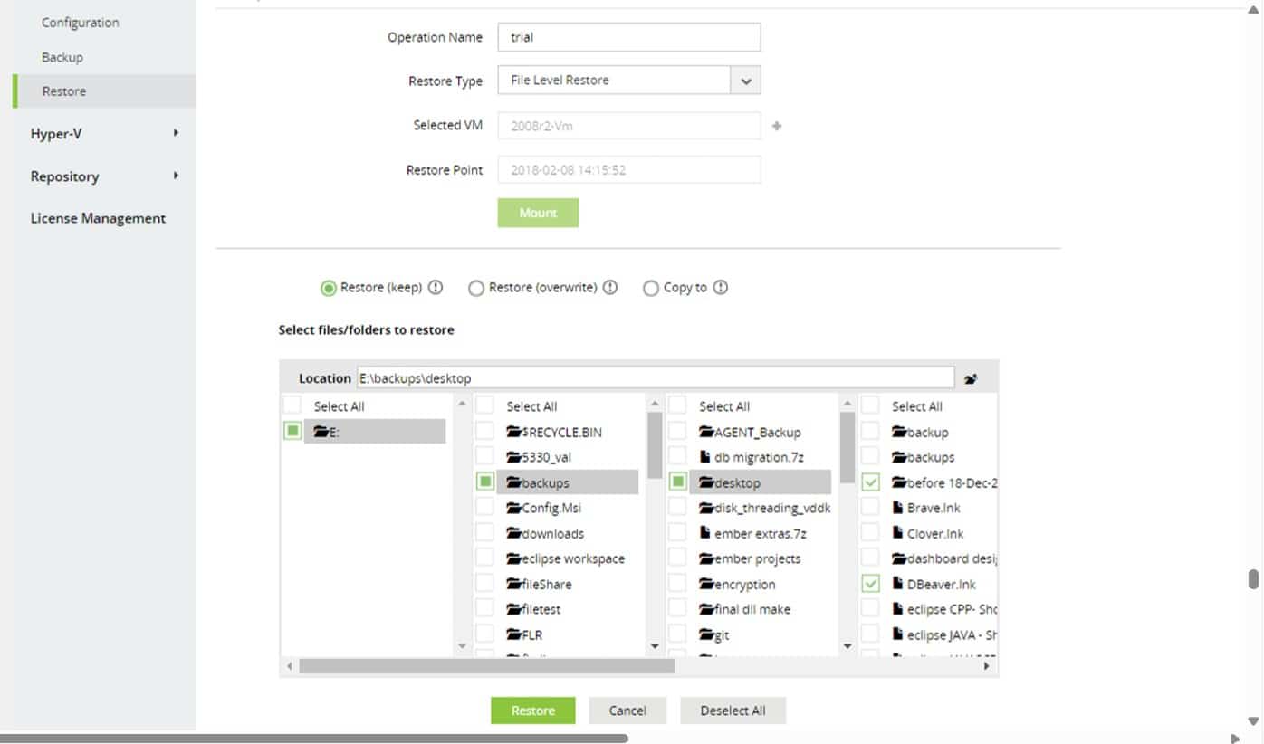 ManageEngine Reovery Manage Plus backup restore