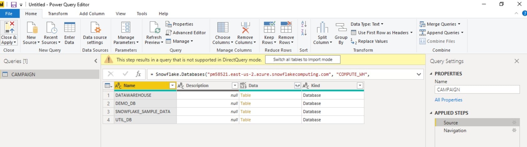 Microsoft Power BI Snowflake