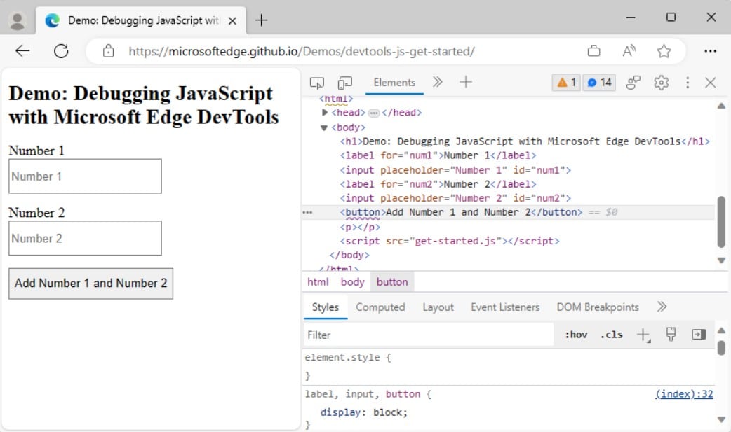 Microsoft debug javascript