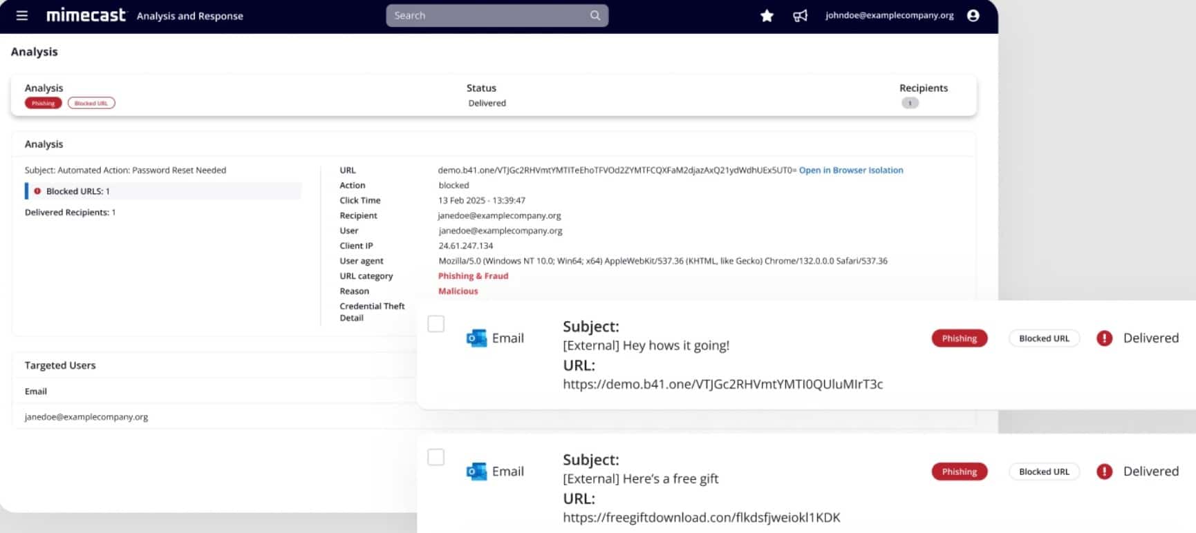 Mimecast phishing protection