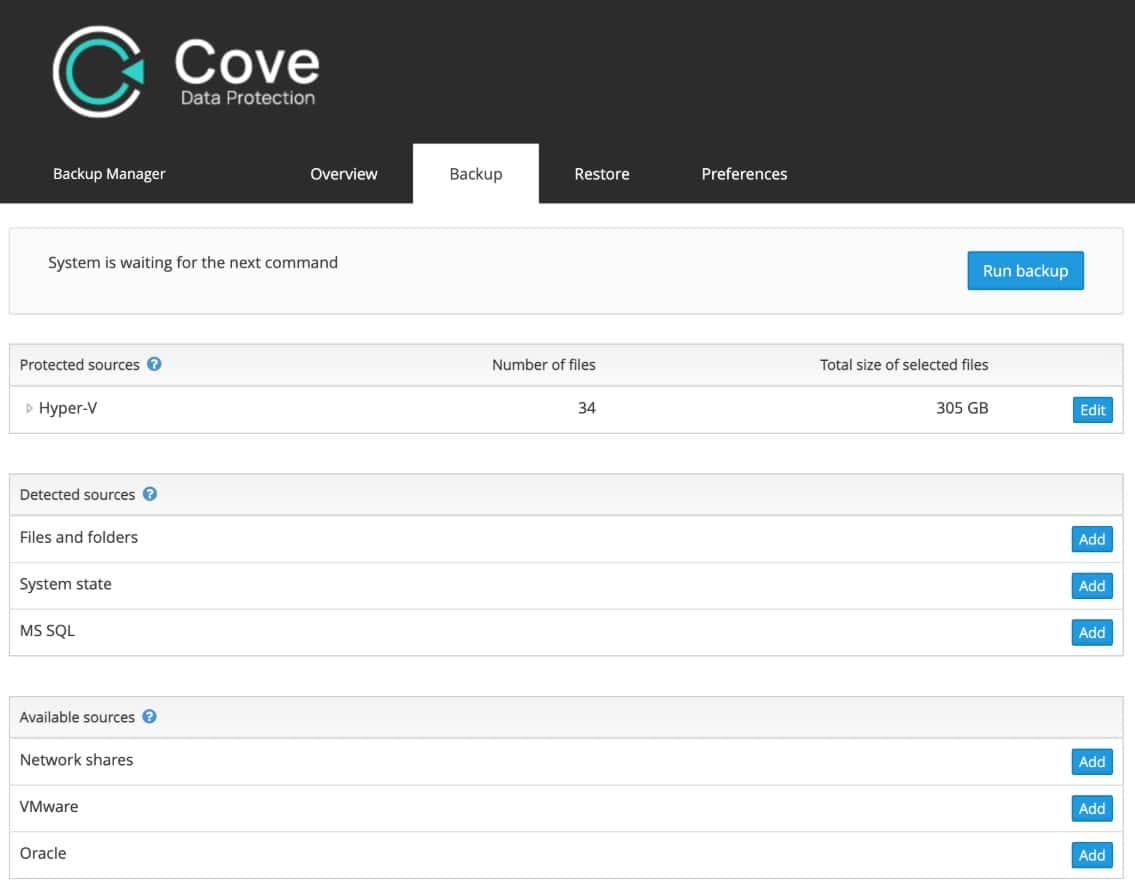 N-able Cove Data Protection hyper-v backup