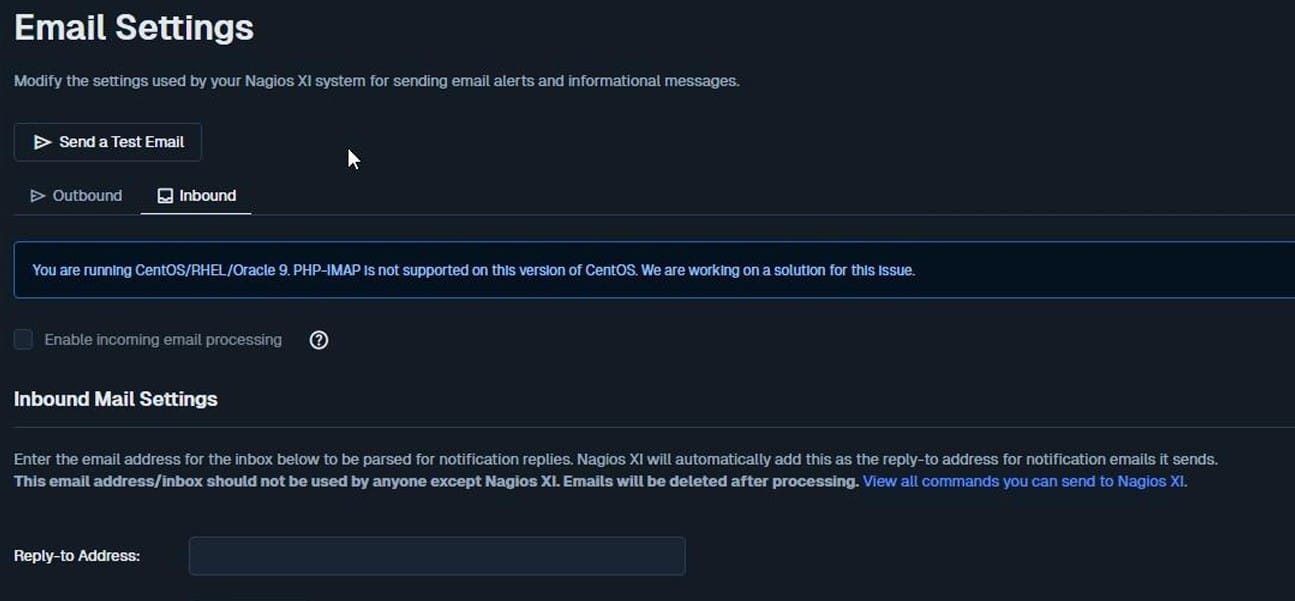 Nagios XI Email Settings