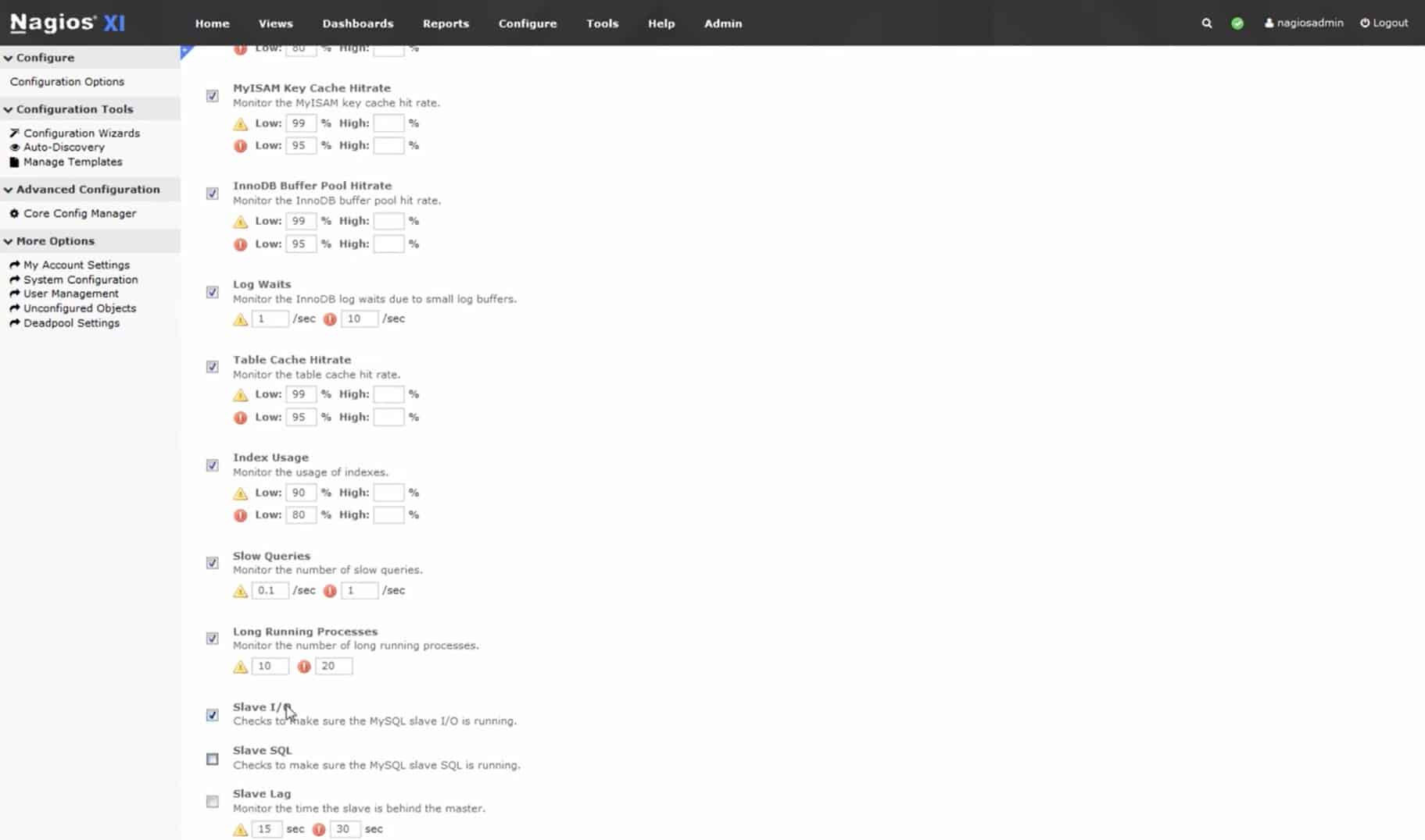 Nagios XI MySQL