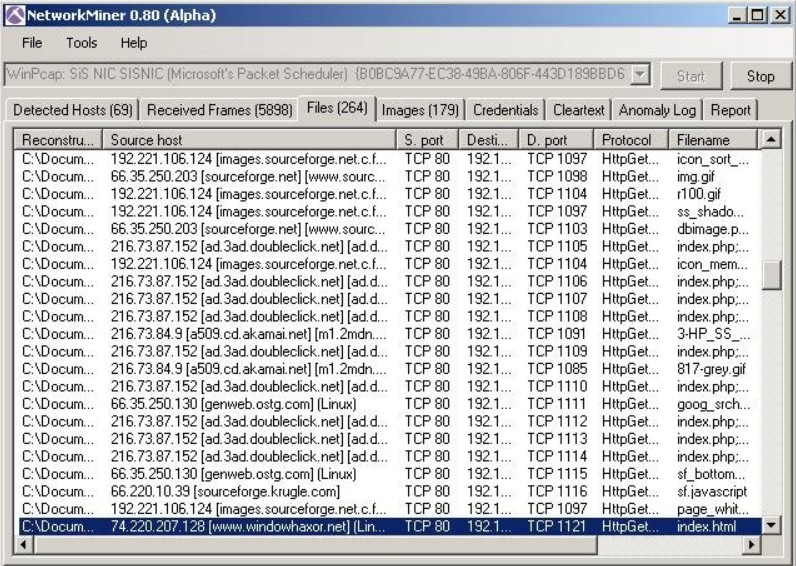 Network Miner packet analyzer
