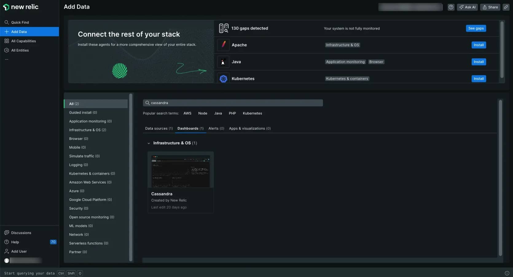 New Relic Cassandra monitoring