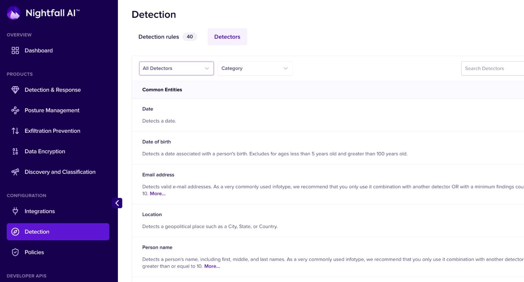 Nightfall PII Detection