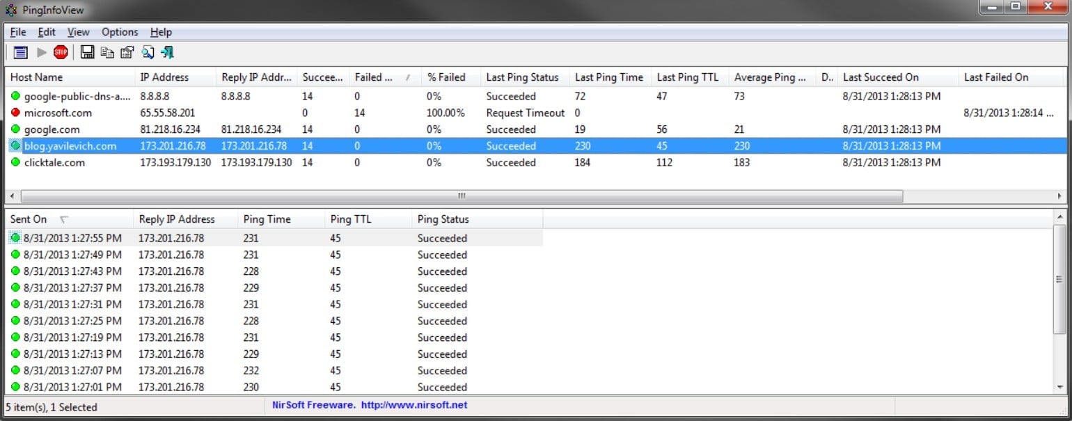Nirsoft PingInfoView