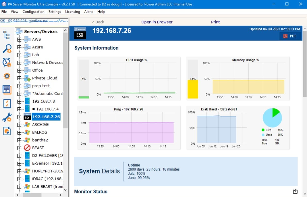 Poweradmin ping monitor