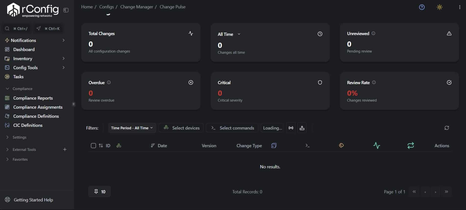 RConfig Network Configuration logs