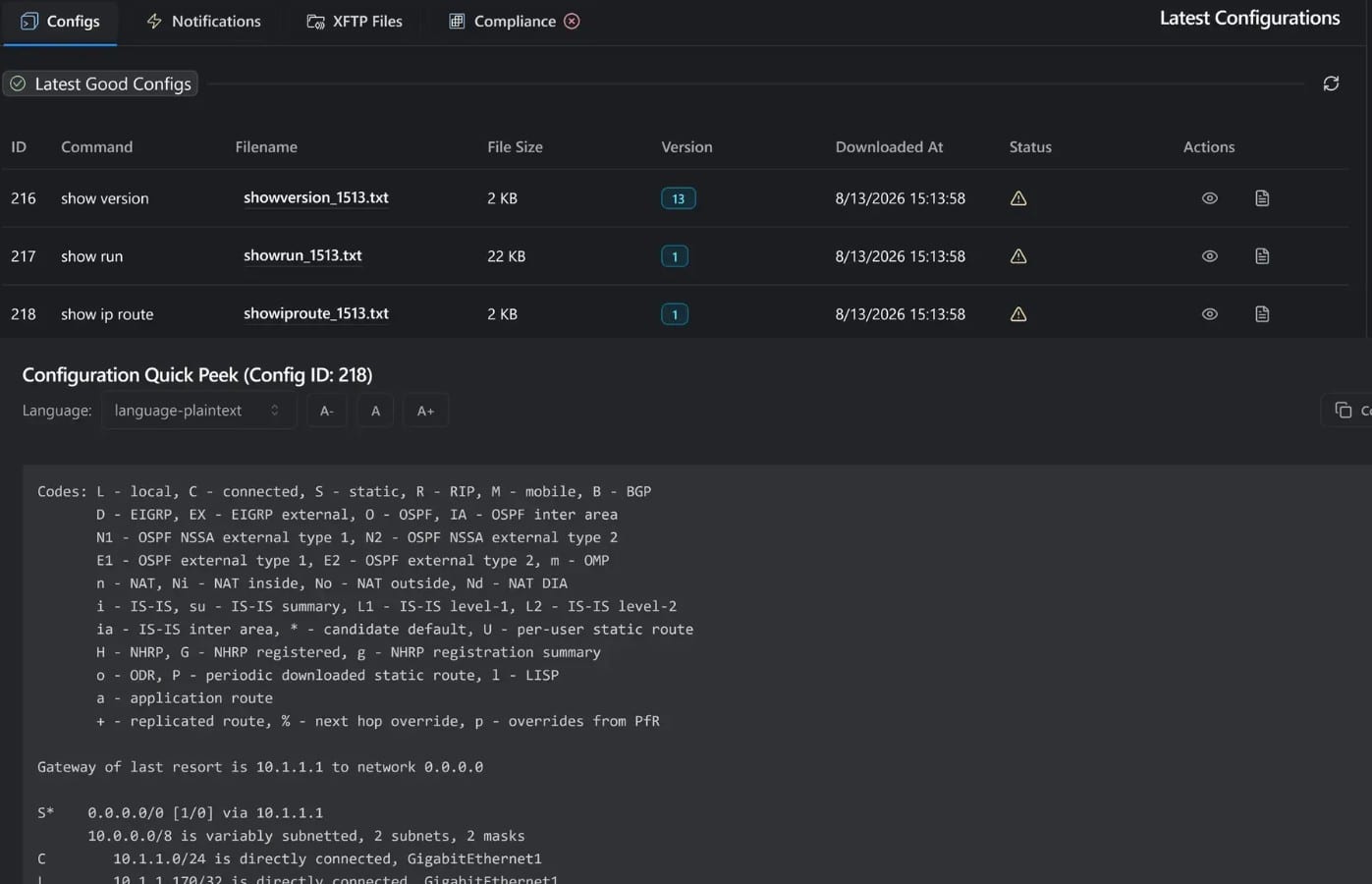 RConfig Network Configuration